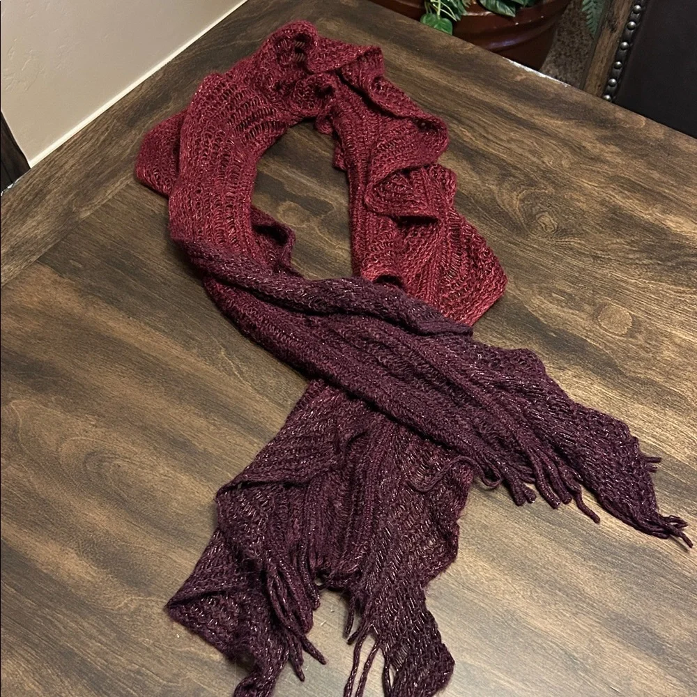 Elegant Burgundy & Purple Knit Scarf